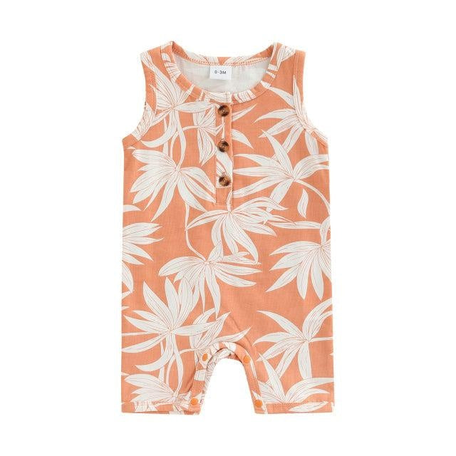 Beach Boy Onesie (5 Patterns) - MomyMall Light Orange Leaves / 0-3 Mo