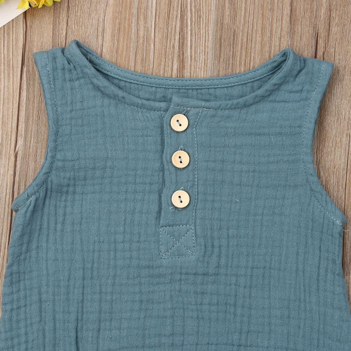 Sleeveless Button Onesie - MomyMall