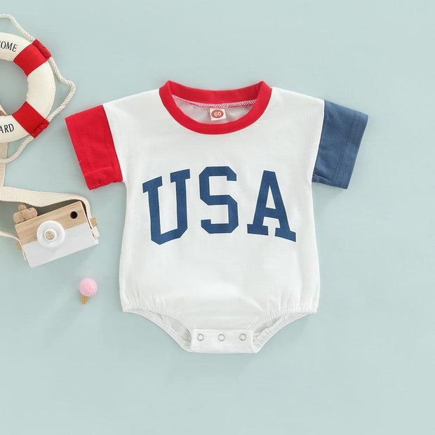 USA Onesie - MomyMall White/Red/Blue / 0-3 Mo