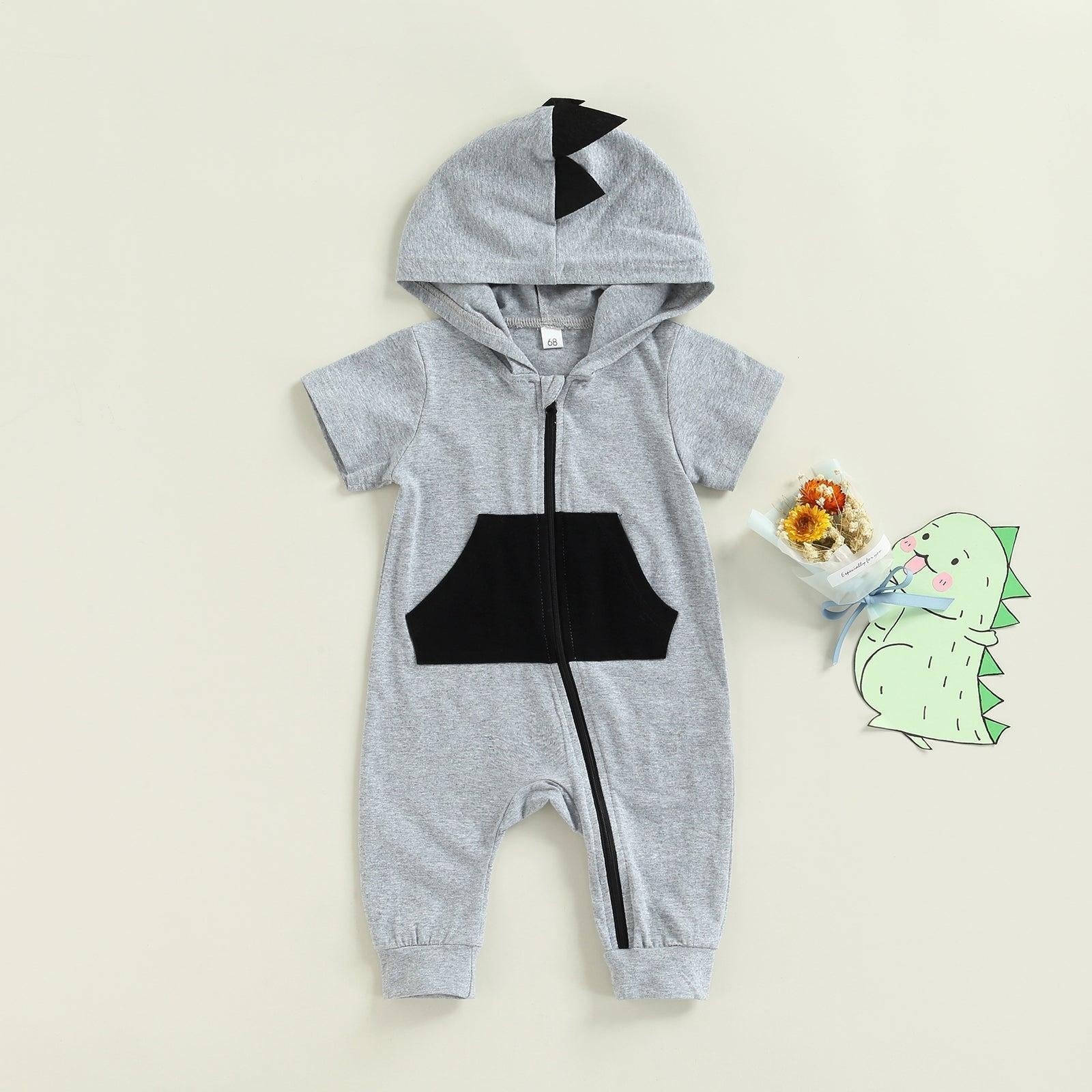 Dinosaur Hoodie Pocket Romper