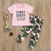 Sorry Daddy You Now Have Two Bosses Camouflage Outfit - MomyMall Pink / 2 T