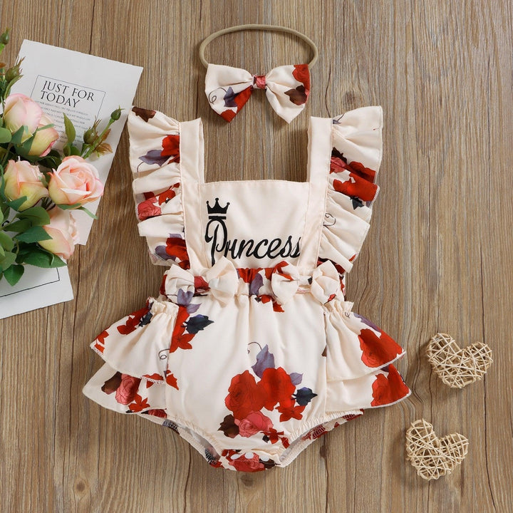 Princess Floral Onesie with Bow - MomyMall Red / 0-3 Mo