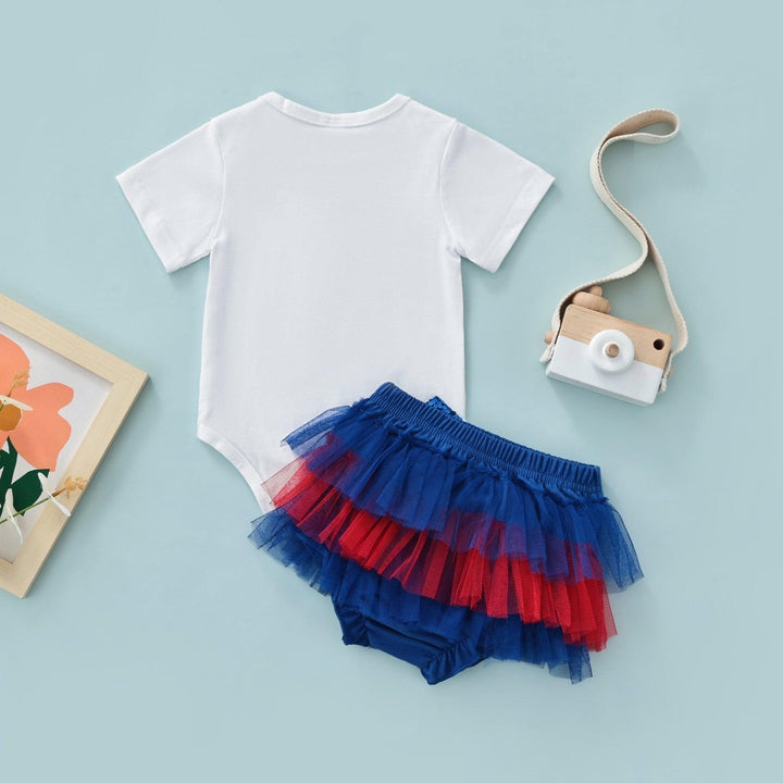 Made in America Footprint Onesie with Frilled Bloomers