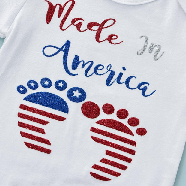 Made in America Footprint Onesie with Frilled Bloomers