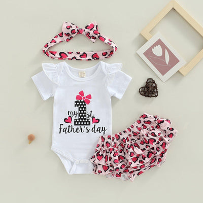 My 1st Fathers Day Heart Outfit - MomyMall Red / 0-3 Mo