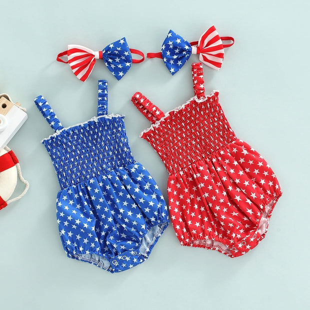 USA Stars Onesie with Bow