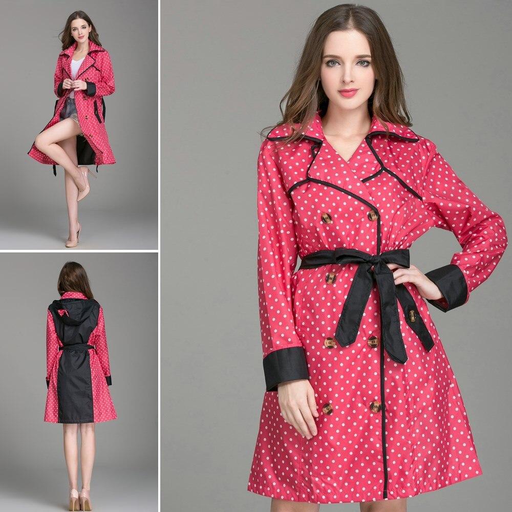 Double Breasted Polka Dot Raincoat With Belt