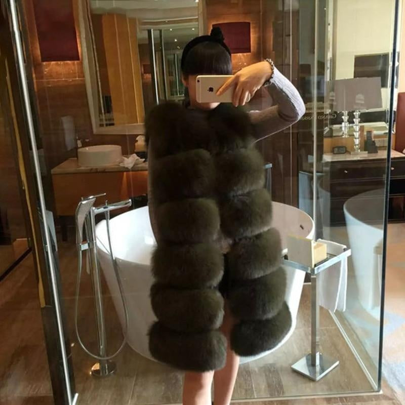 Extra Long Plus Size Faux Fur Bubble Gilet - Long Sleeveless Gilet