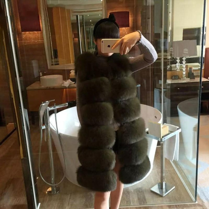 Extra Long Plus Size Faux Fur Bubble Gilet - Long Sleeveless Gilet