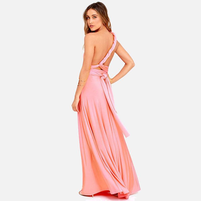 Multiway Wrap Maxi Dress - MomyMall PINK / S