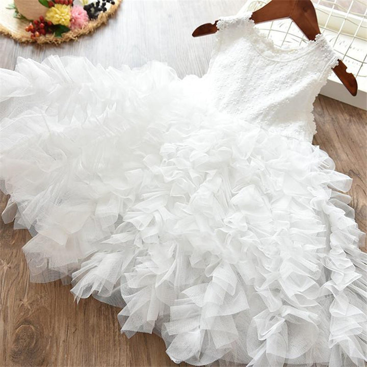 Girl Party Lace Tutu Wedding Dress - MomyMall White / 24M