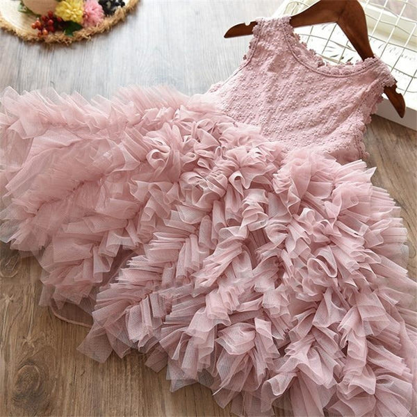 Girl Party Lace Tutu Wedding Dress - MomyMall Pink / 24M