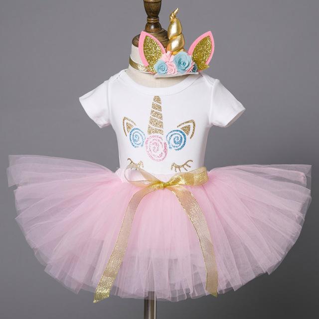 Baby Girl Fancy Party Flower Tutu Cake Smash Christmas Dresses - MomyMall Pink 1 / 0-6M