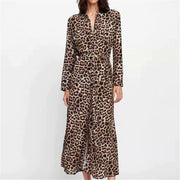 Leopard Wrap Dress - Front Split Animal Print Dress - MomyMall