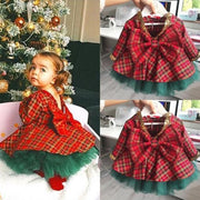 Baby Girl Party Princess Christmas Plaid Dress 2 Pcs - MomyMall 1-2T