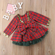 Baby Girl Party Princess Christmas Plaid Dress 2 Pcs - MomyMall