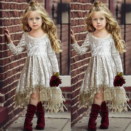 Kids Girls Party Gowns Long Sleeve Baby Dresses - MomyMall