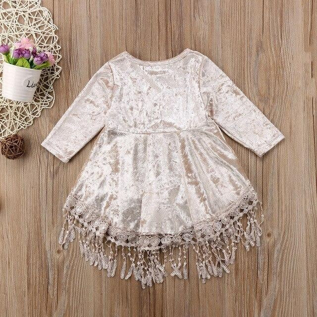 Kids Girls Party Gowns Long Sleeve Baby Dresses - MomyMall