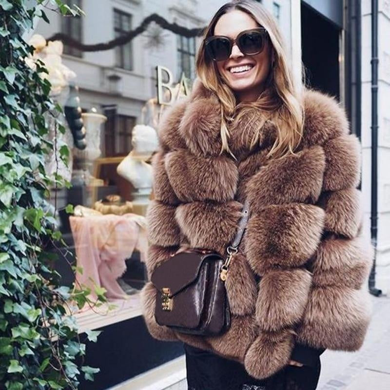 Faux Fur 5 Ring Winter Coat