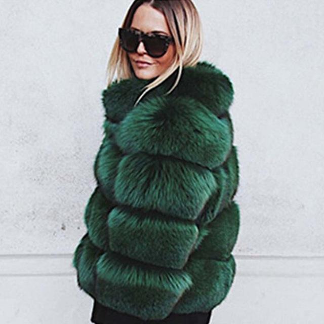 Faux Fur 5 Ring Winter Coat