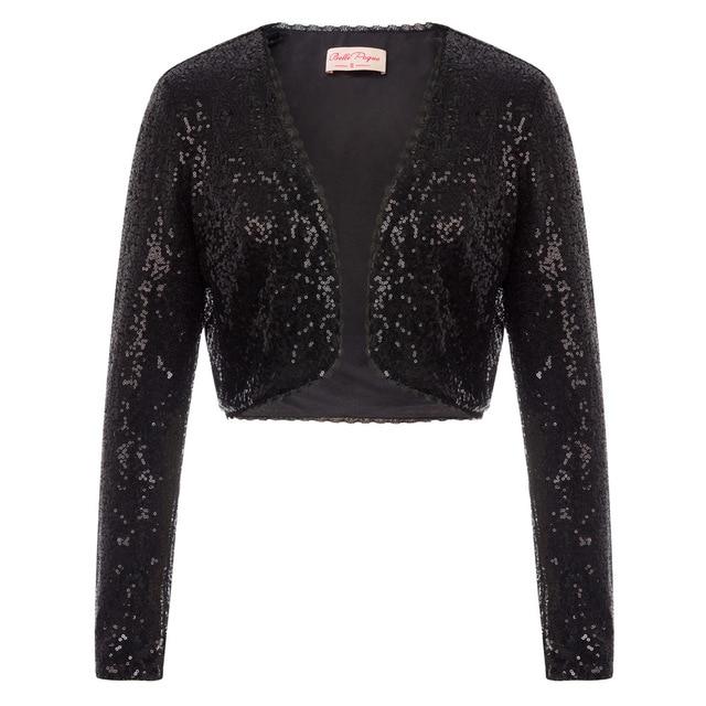 Sequin Shrug - Open Front Crop Jacket