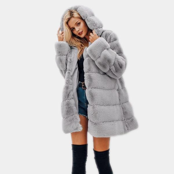 Faux Fur Hooded Coat