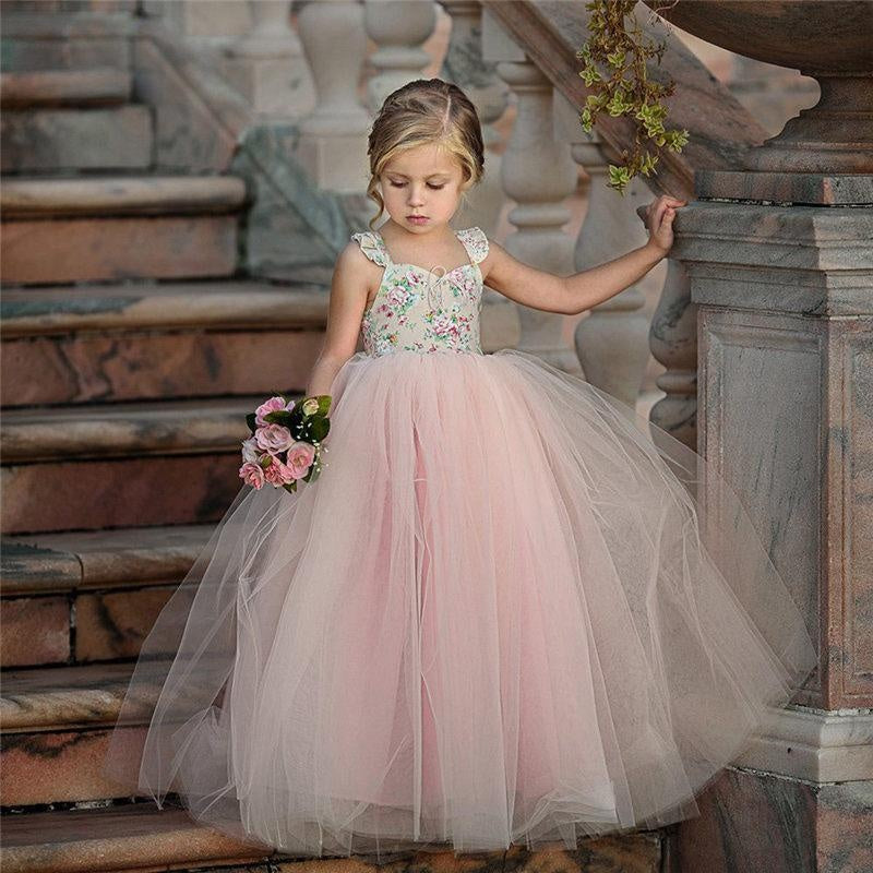 Girls Princess Wedding Party Flower Lace Birthday Dresses - MomyMall