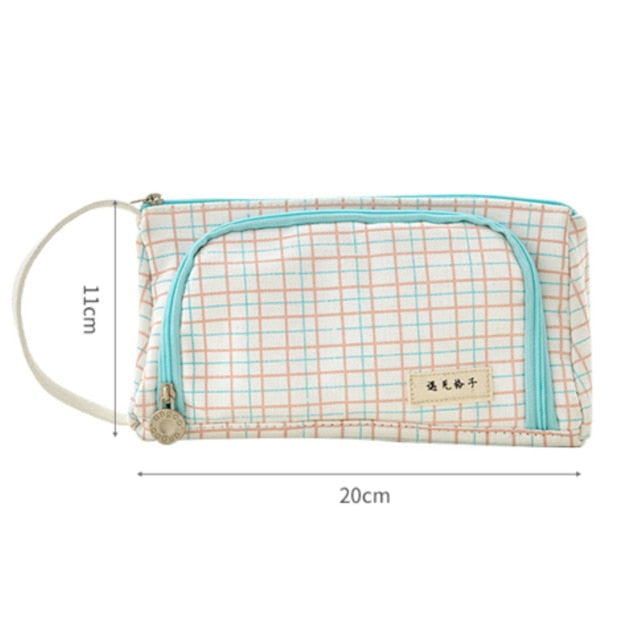 Large Pencil Case - MomyMall Pink & Blue Colorgrid