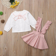 Kids Girl Bow-knot Long Sleeve Pink Outfit 2PCS - MomyMall