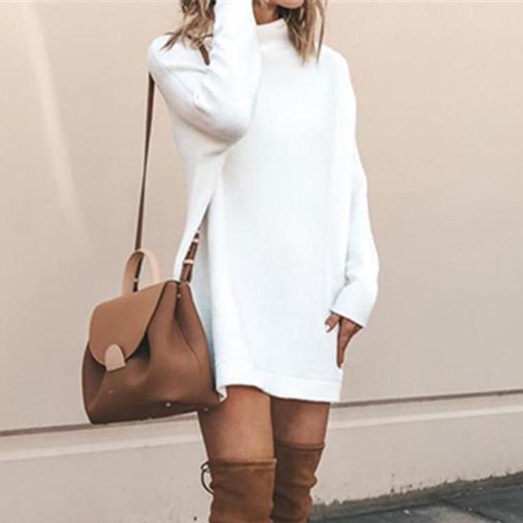 Oversized Knit Sweat Dress - Loose