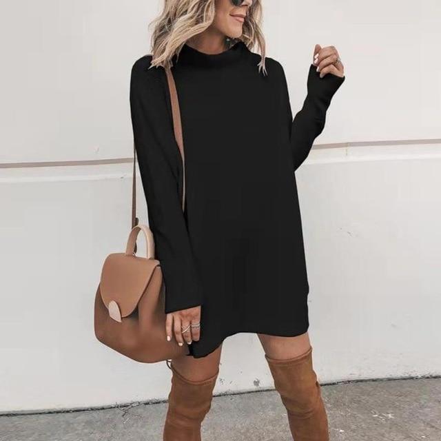 Oversized Knit Sweat Dress - Loose