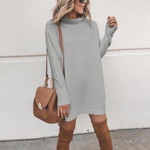 Oversized Knit Sweat Dress - Loose