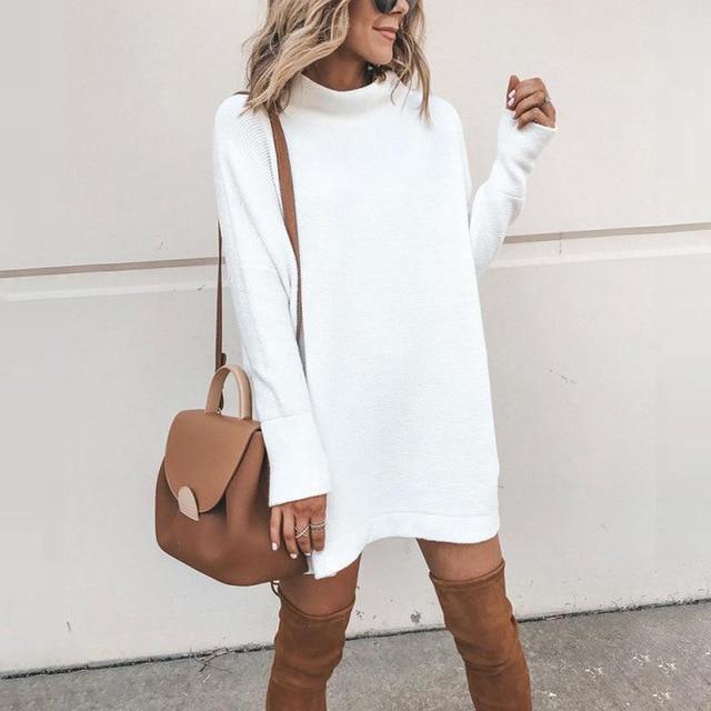 Oversized Knit Sweat Dress - Loose