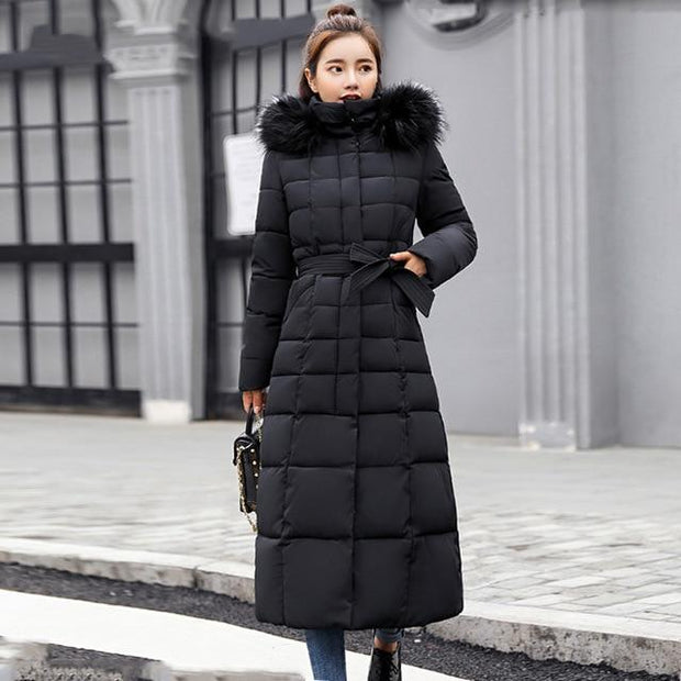 Quilted Hooded Long Coat