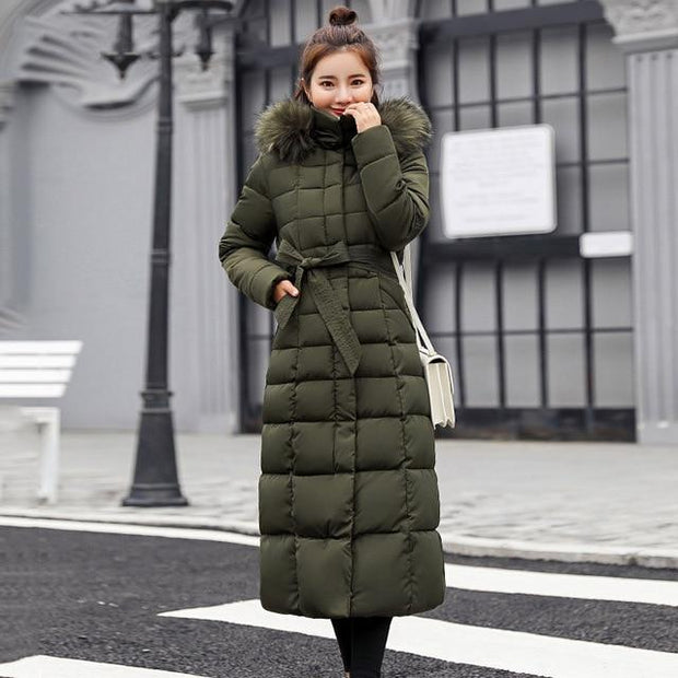 Quilted Hooded Long Coat