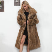 Vintage Faux Fur Long Coat - Plus Size