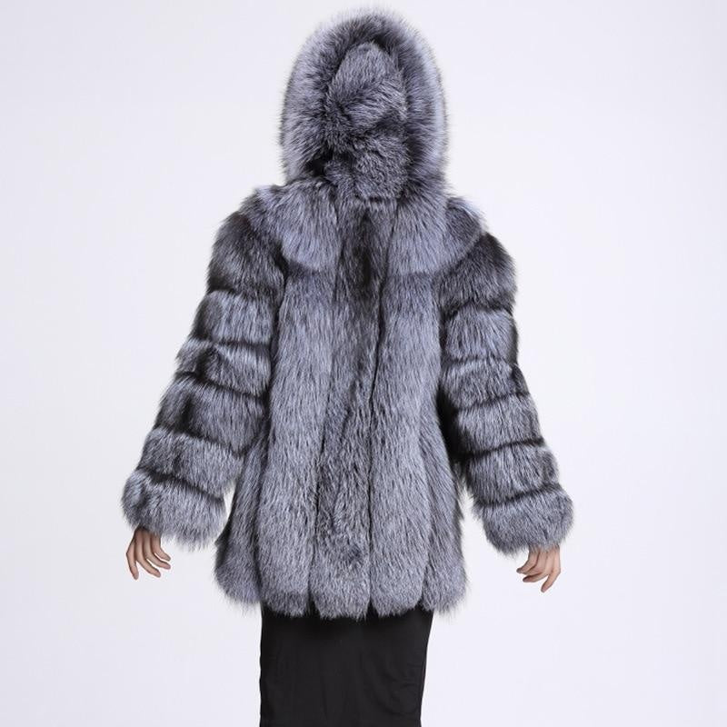 Luxury Panelled Faux Fur Coat Coat With Hood Plus Size