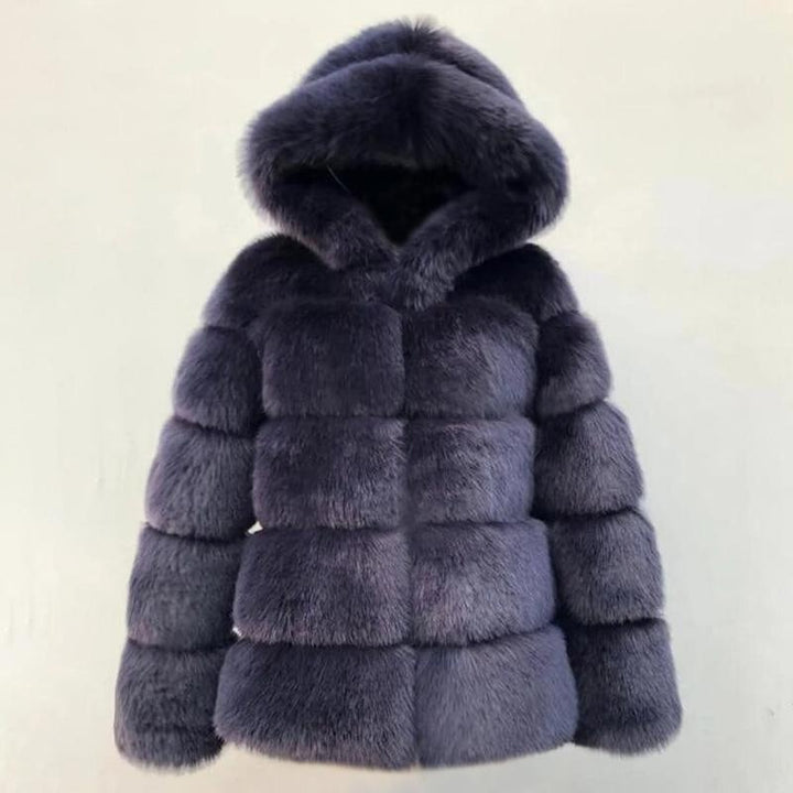 Hooded Faux Fur Panel Coat