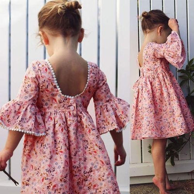 Toddler Girl Long Sleeve Floral Boho Dresses - MomyMall 3T