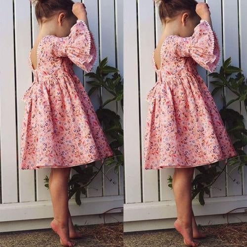 Toddler Girl Long Sleeve Floral Boho Dresses - MomyMall