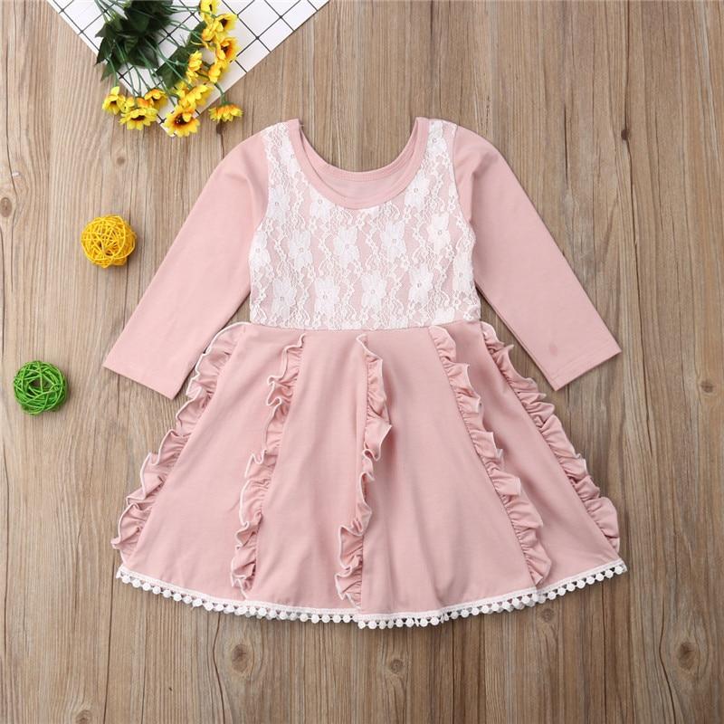 Girl Princess Patchwork Dress Long Sleeve Party Tutu Dresses 2-7Y - MomyMall