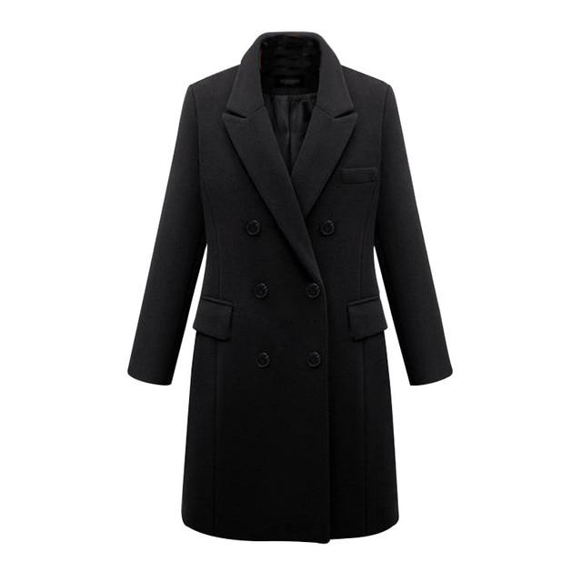 Casual Wool Long Coat - Plus Size