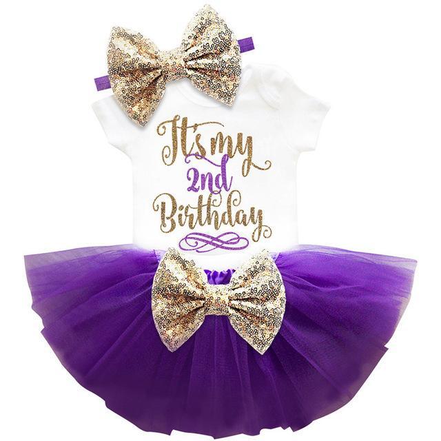 Bébé Fille 2e Anniversaire Robe Baptême Tutu Toddler Dress