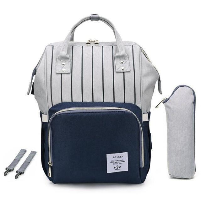 USB Diaper Bag - MomyMall Blue with Stripes