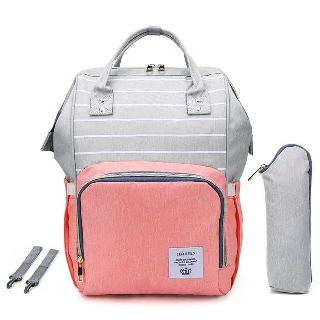 USB Diaper Bag - MomyMall Pink with Stripes