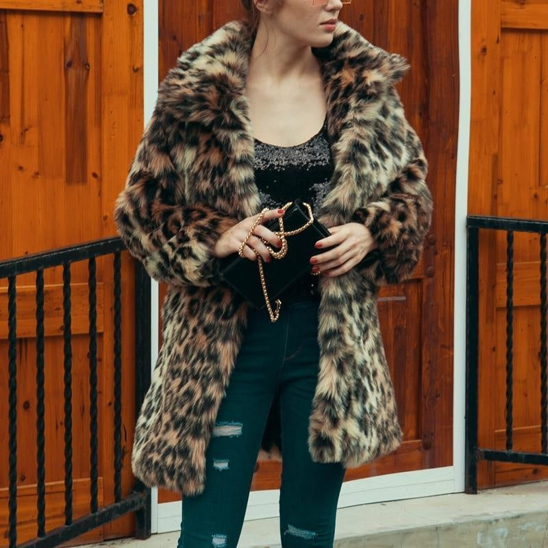 Leopard Faux Fur Thick Winter Coat