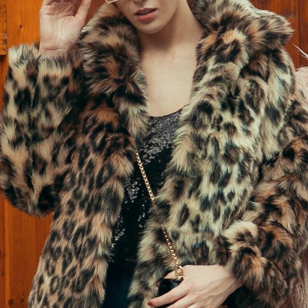 Leopard Faux Fur Thick Winter Coat