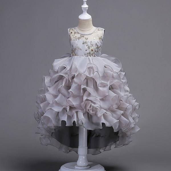 Girls Little Mermaid Dress Fluffy Floral Dress Birthday Party Graduation Prom Dresses - MomyMall Gray / 3T