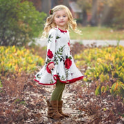 Kids Girls Dress Floral Long Sleeve Party Dresses - MomyMall