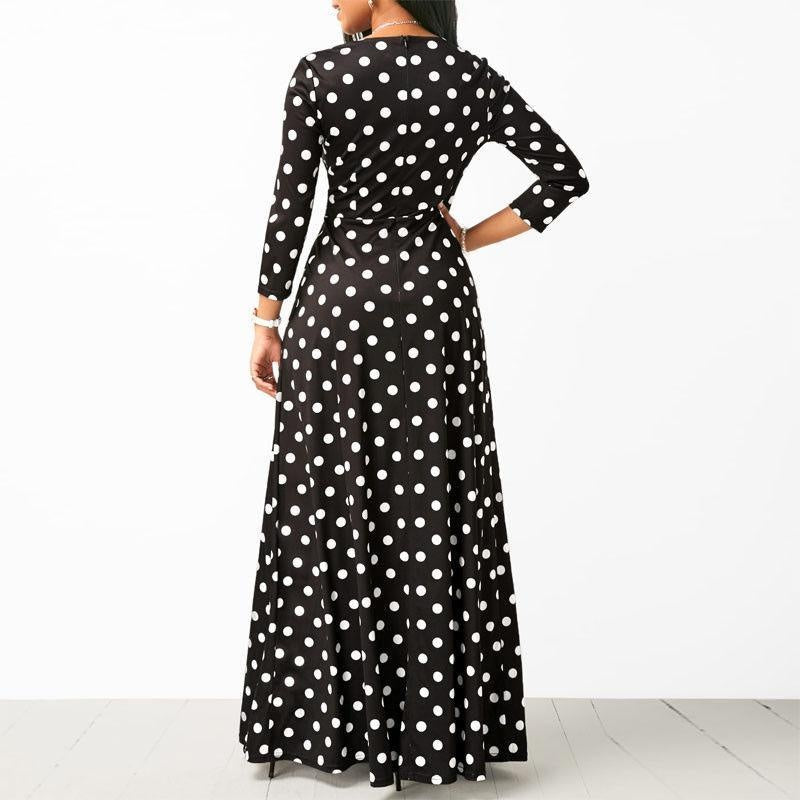 Fun Polka Dot Dress - Long Sleeve Maxi - MomyMall